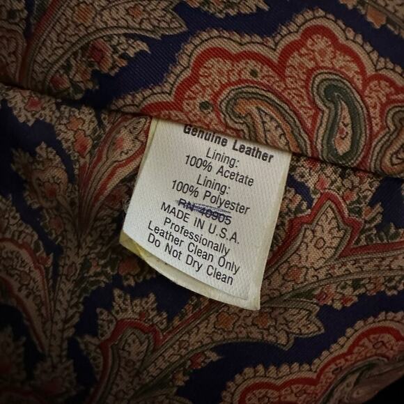 Vintage Western Cowhide Leather & Silk Paisley Print Vest - Picture 12 of 12